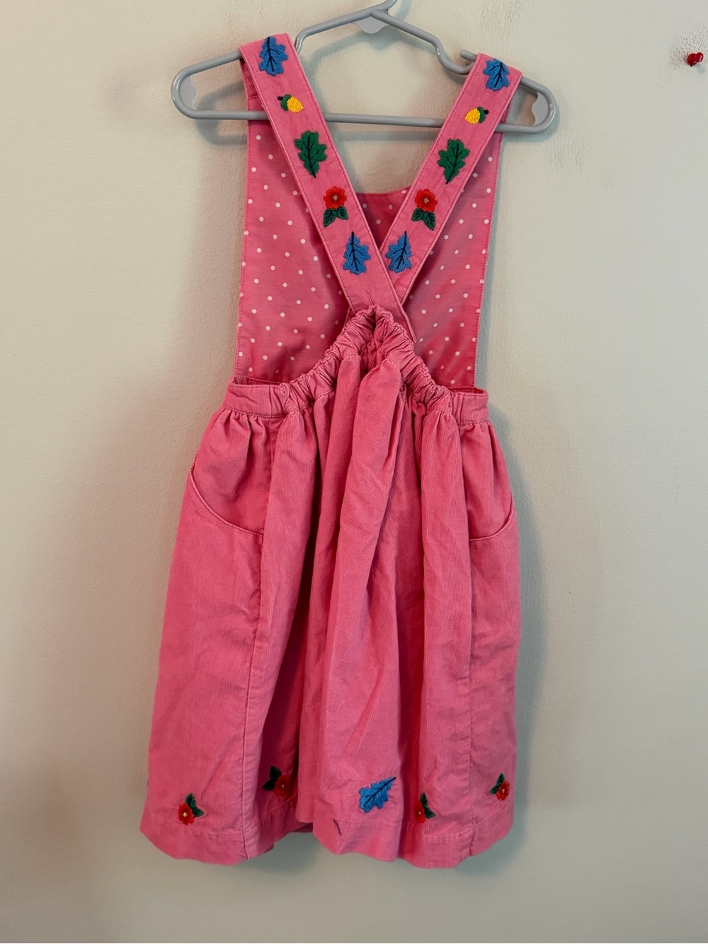 Mini Boden Pink Embroidered Animal Floral Pinafore Dress - Picture 3 of 4